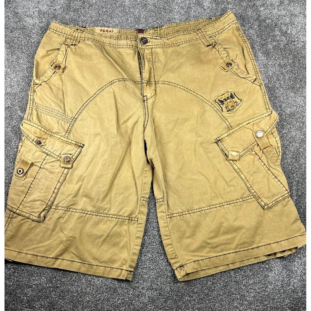 Fusai Mens Khaki Casual Travel Cotton Shorts Size 38‎